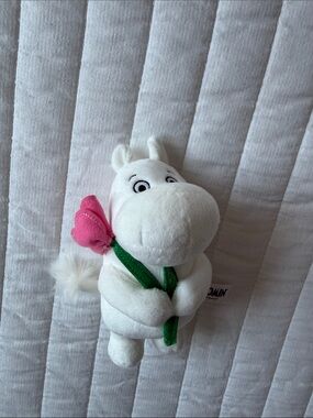 White Plush Hippo Toy with Pink Flower - Kids Accessory